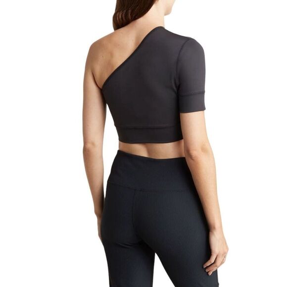 Z by Zella Black Feel Inspired One Shoulder Crop Top Size Large NWT - Picture 2 of 9
